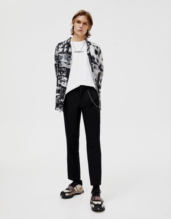 CZARNE SPODNIE ŁAŃCUCH SLIM FIT (38)