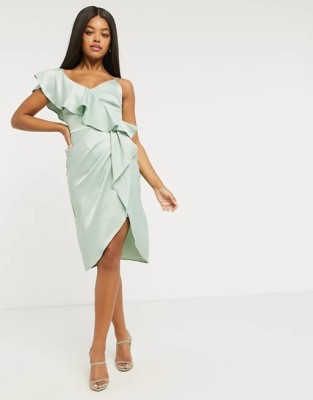 Satynowa sukienka v neck (38)