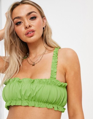 ZIELONY TOP BIKINI FALBANKI (M)