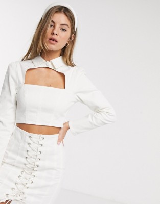 ŚMIETANKOWY JEANSOWY TOP (40)