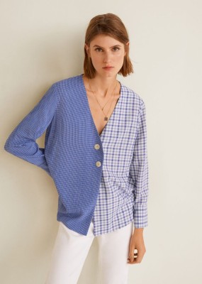 DWUKOLOROWA BLUZKA V NECK (XS)