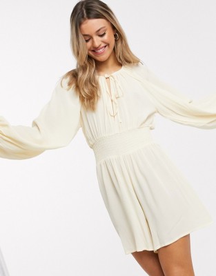 KREMOWY KOMBINEZON BUFIASTE RĘKAWY (42)