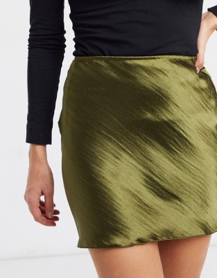 SATYNOWA SPÓDNICA KHAKI (34)