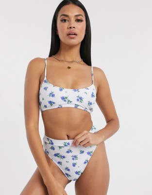 Biały top bikini kwiaty (38)