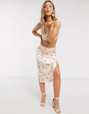 SATYNOWA SPÓDNICA FLORAL PRINT (36)