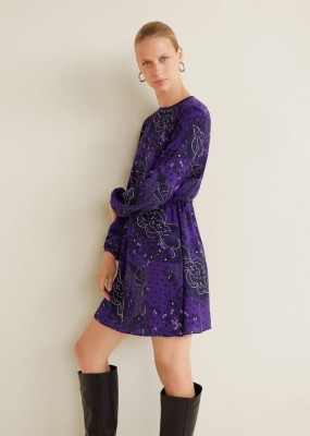 FIOLETOWA SUKIENKA PRINT (XS)