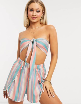 WIELOKOLOROWY WIĄZANY TOP (XS)