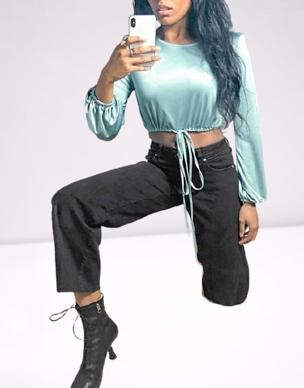 SATYNOWY TOP DŁUGIE RĘKAWY (40)