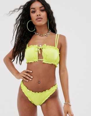 Neonowy top bikini wiązanie (40)