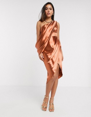 ASYMETRYCZNA SATYNOWA SUKIENKA (40)