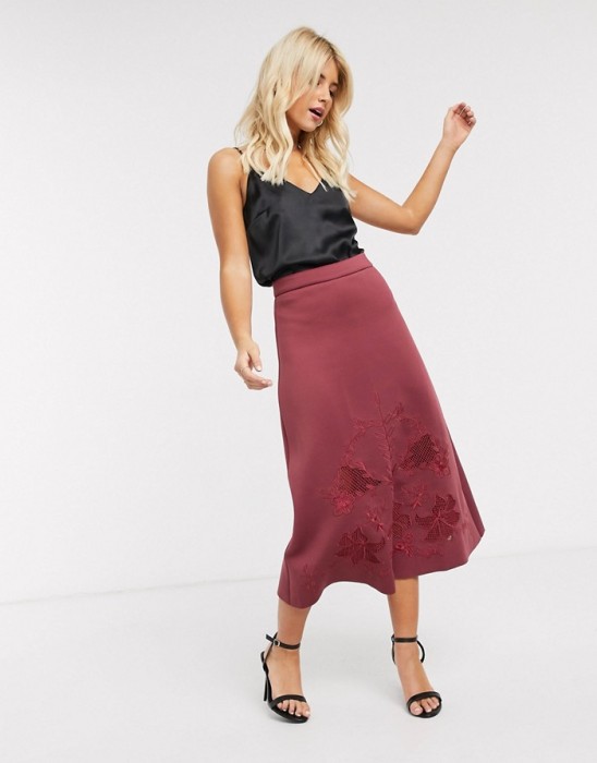 BURGUNDOWA SPÓDNICA MIDI (34)