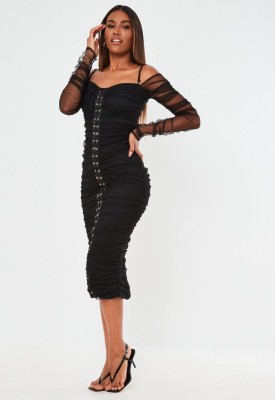 CZARNA SUKIENKA OŁÓWKOWA MIDI (36)