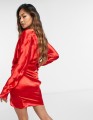 SATYNOWA CZERWONA SUKIENKA MINI (38)