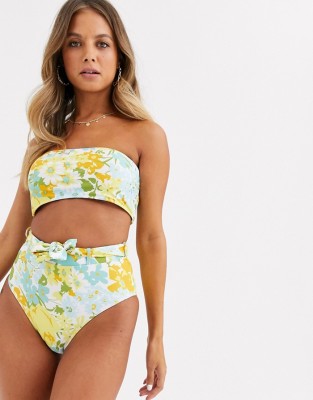 Kolorowy top bikini tuba (S)