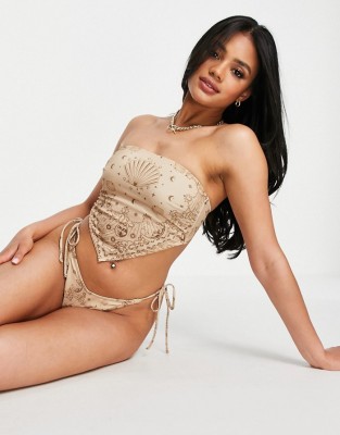 Beżowe figi kąpielowe wzór (40)