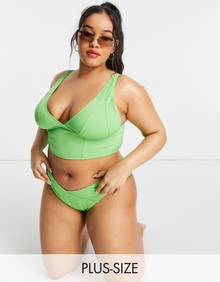 Zielony dół bikini prążki (48-50)