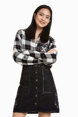 CZARNA TRAPEZOWA SPÓDNICA JEANS (24)