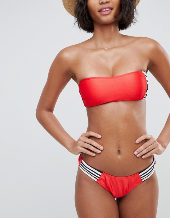 CZERWONY DÓŁ BIKINI PASKI (L)
