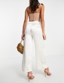 SATYNOWE PROSTE SPODNIE HIGH WAIST (38)