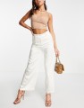 SATYNOWE PROSTE SPODNIE HIGH WAIST (38)
