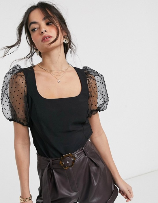 CZARNA BLUZKA RĘKAWY ORGANZA (32)
