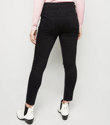 CZARNE SKINNY JEANS DZIURY (32)
