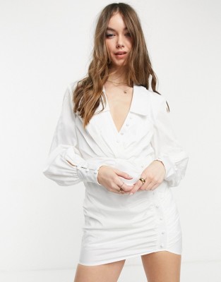 ŚMIETANKOWA SUKIENKA MARSZCZENIA (42)