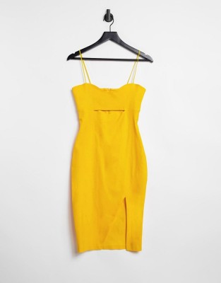 Żółta sukienka cut out (34)