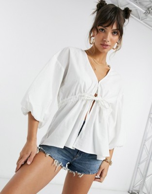 BIAŁA BLUZKA BUFIASTE RĘKAWY (34)