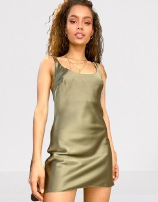 SATYNOWA SUKIENKA MINI KHAKI (36)