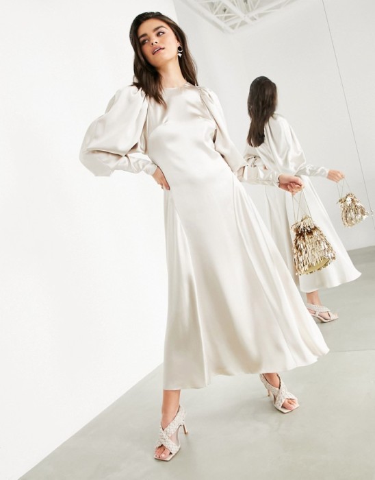 SATYNOWA SUKIENKA DŁUGI RĘKAW (36)