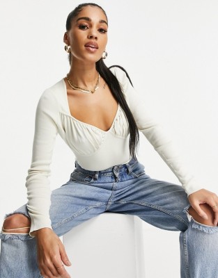 KREMOWA BLUZKA SWETERKOWA (36)