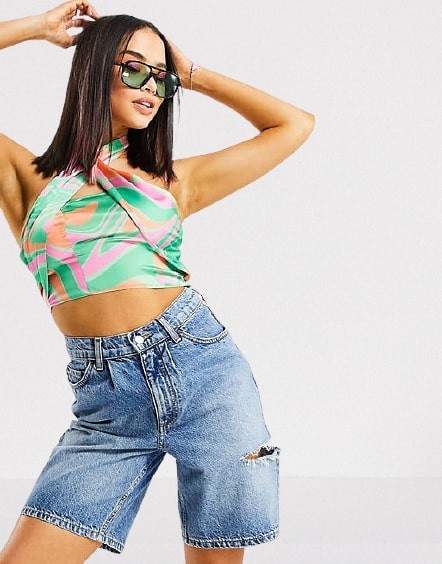 WIELOKOLOROWY SATYNOWY TOP (40)