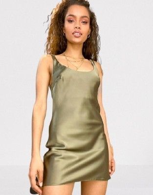 SATYNOWA MINI SUKIENKA KHAKI (44)