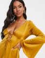 SATYNOWA MUSZTARDOWA SUKIENKA MINI (40)