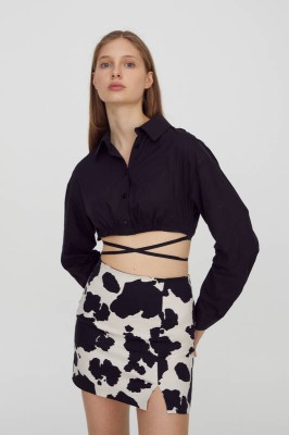 CZARNY KOSZULOWY TOP (S)