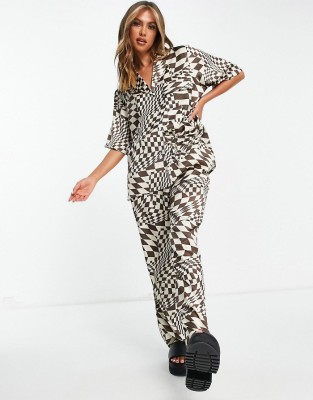 DWUKOLOROWE SATYNOWE SPODNIE (38)