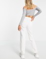 BIAŁE PROSTE JEANSY CUT OUT (W30)