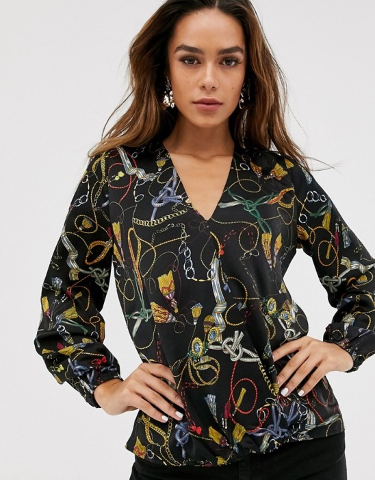 CZARNA BLUZKA KOLOROWY PRINT (36)
