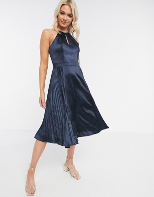 GRANATOWA SUKIENKA SATYNOWA (40)