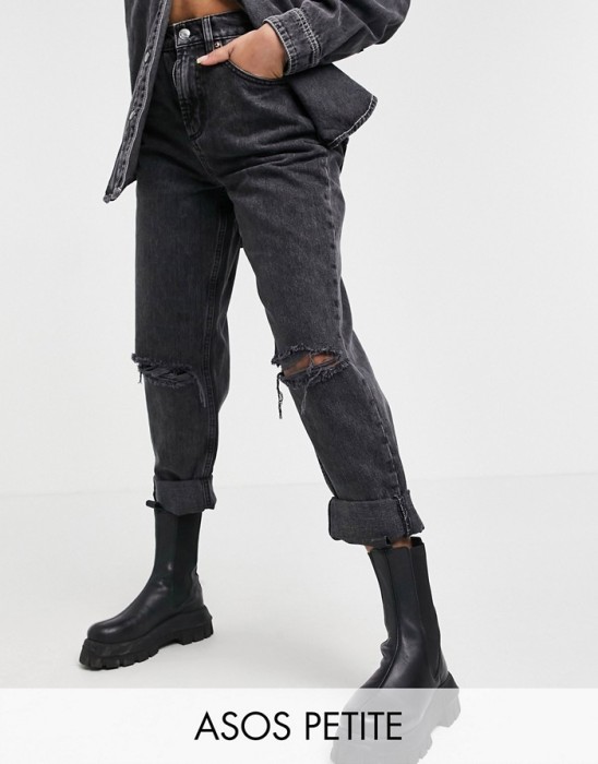 CZARNE JEANSY DZIURY (W23L28)