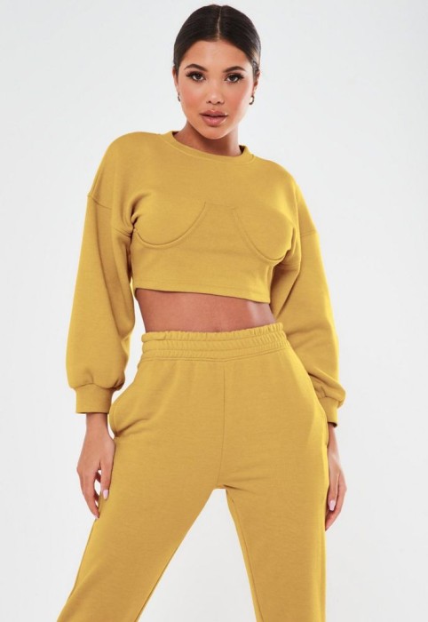 MUSZTARDOWA KRÓTKA BLUZA (38)