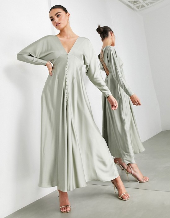 SATYNOWA SUKIENKA DŁUGI RĘKAW (38)