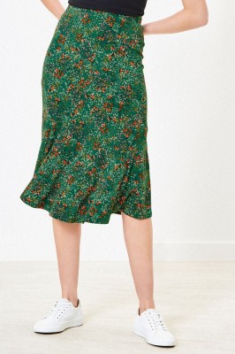 ZIELONA MIDI SPÓDNICA PRINT (S)