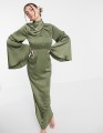 KHAKI SATYNOWA SUKIENKA MAXI (38)