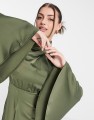 KHAKI SATYNOWA SUKIENKA MAXI (38)