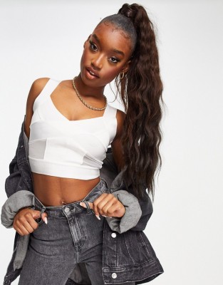 ŚMIETANOWY TOP RAMIĄCZKA (XS)