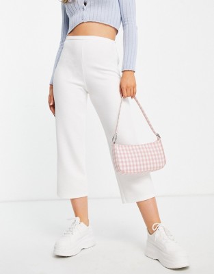 ŚMIETANKOWE SPODNIE HIGH WAIST (38)