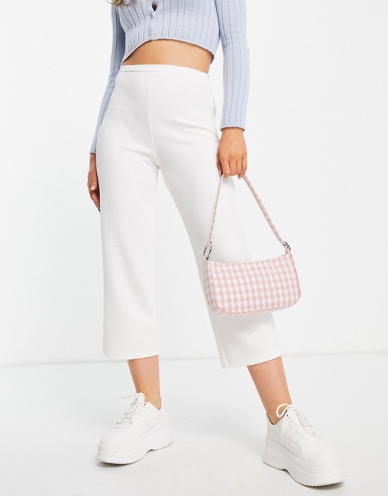 ŚMIETANKOWE SPODNIE HIGH WAIST (38)