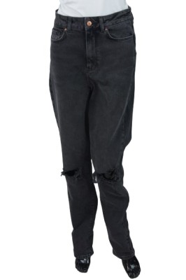 CZARNE MOM JEANS DZIURY (38)